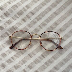 Urban Outfitters Gold and Brown Round Glasses